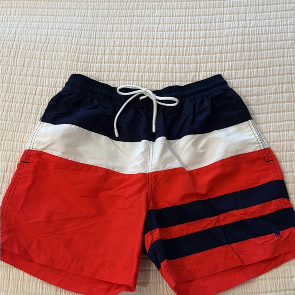 Ralph Lauren Polo Men's Red and Blue Swim Shorts
